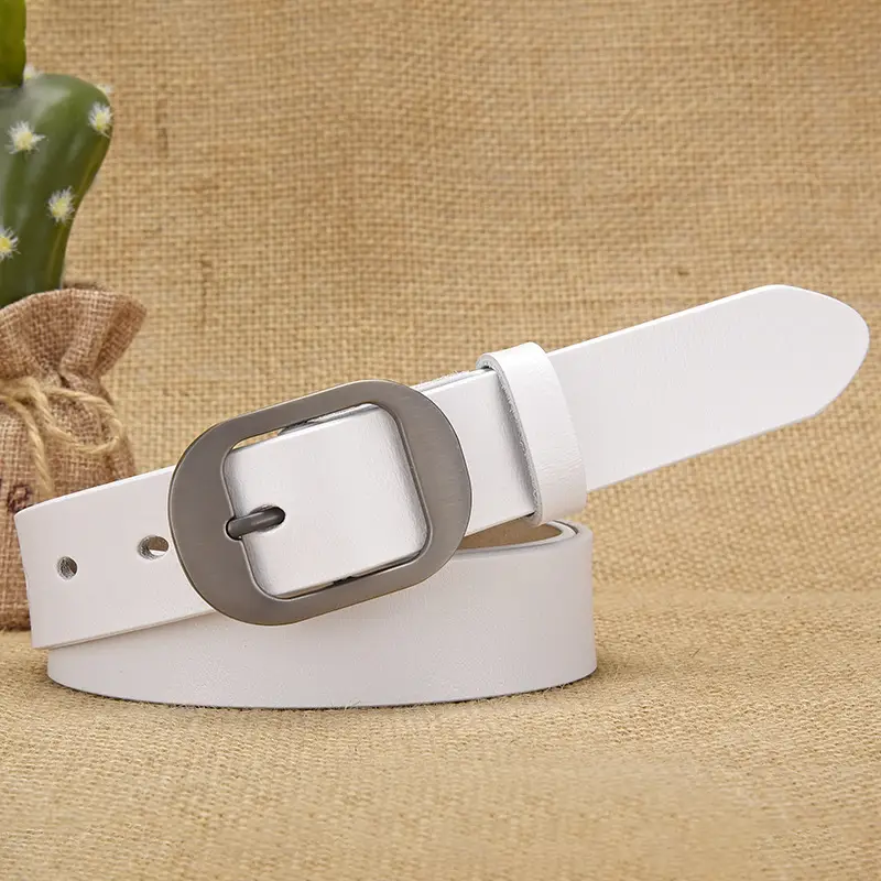 Women's Retro Leather Belt with Silver Buckle - Image 6