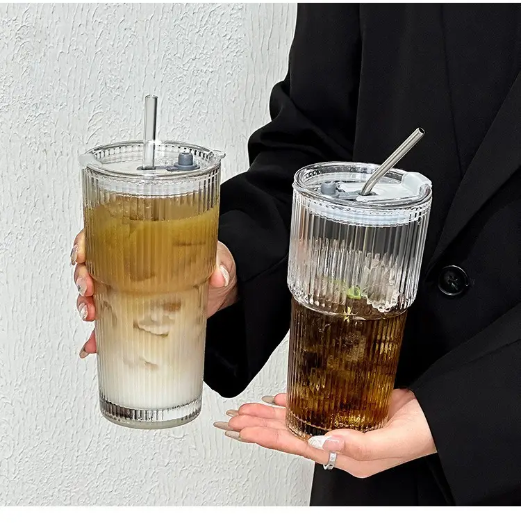 Stylish Glass Cups with Straw for Juice & Coffee — feature 1