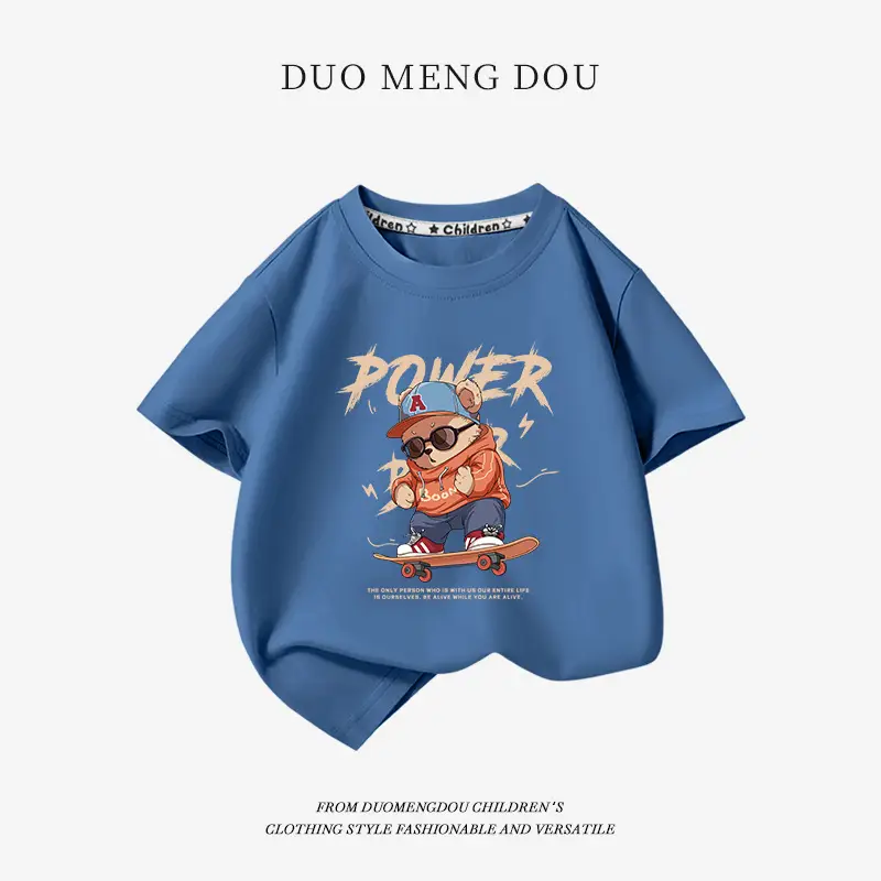Boys Pure Cotton Blue T-Shirt 2025 Graphic Print - Image 15