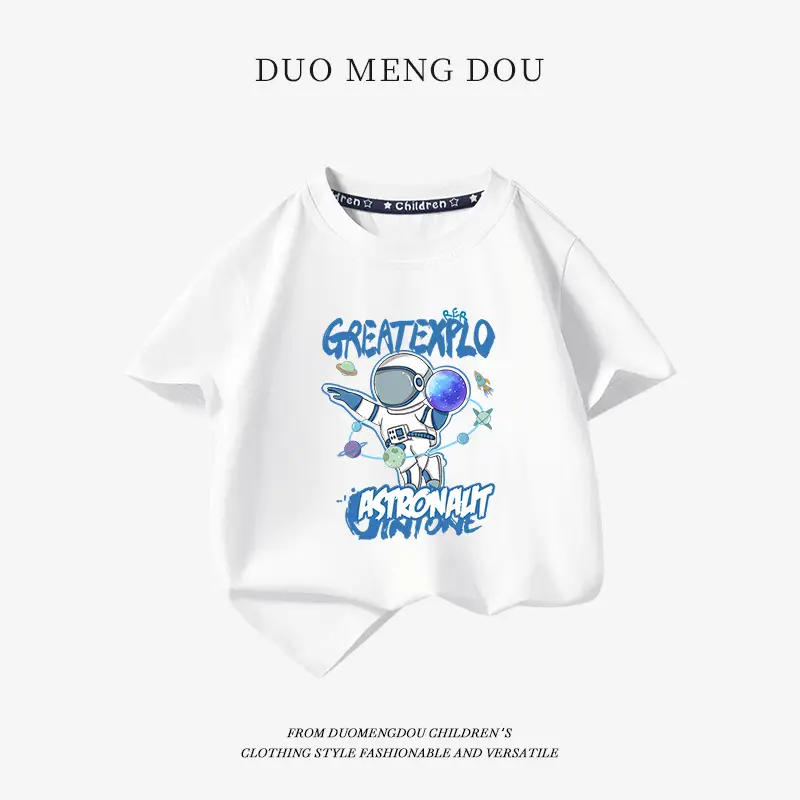Boys Pure Cotton Blue T-Shirt 2025 Graphic Print - Image 3