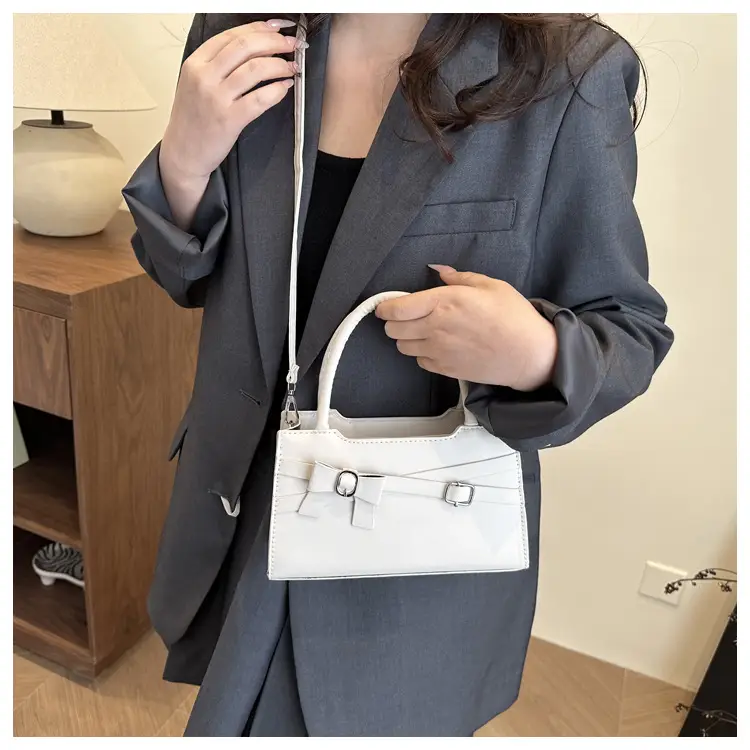 Brown Textured Bow Shoulder Bag for Women — feature 12