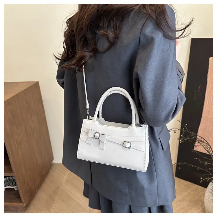 Brown Textured Bow Shoulder Bag for Women — feature 13
