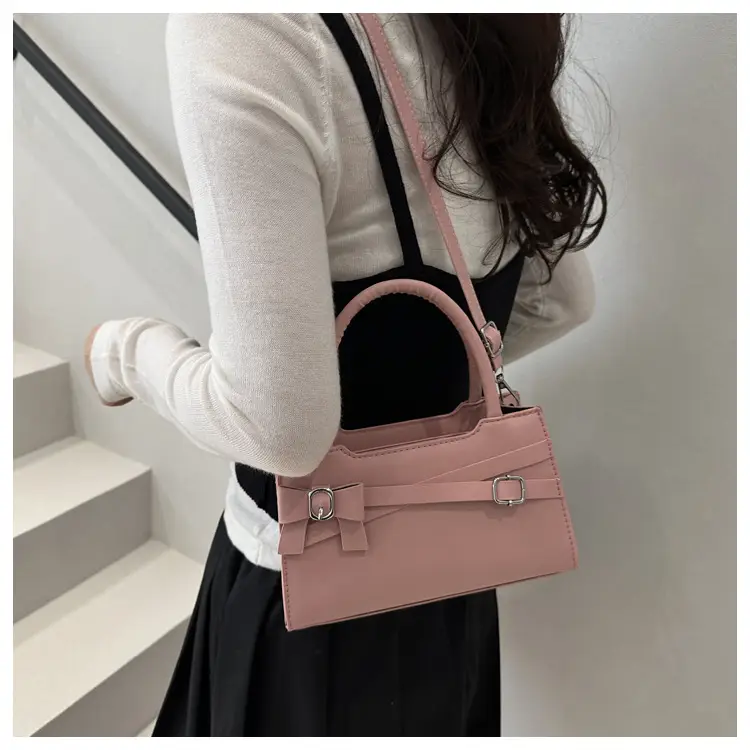 Brown Textured Bow Shoulder Bag for Women — feature 16