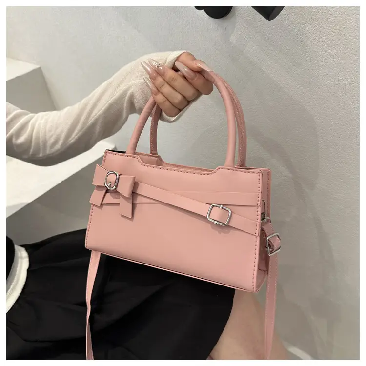 Brown Textured Bow Shoulder Bag for Women — feature 2
