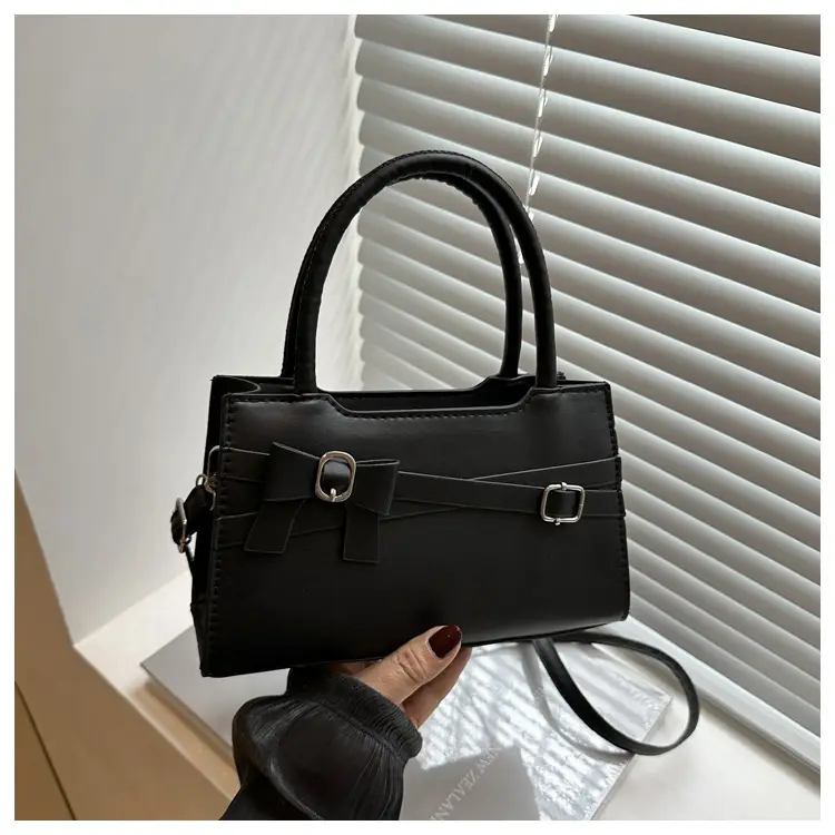 Brown Textured Bow Shoulder Bag for Women — feature 20