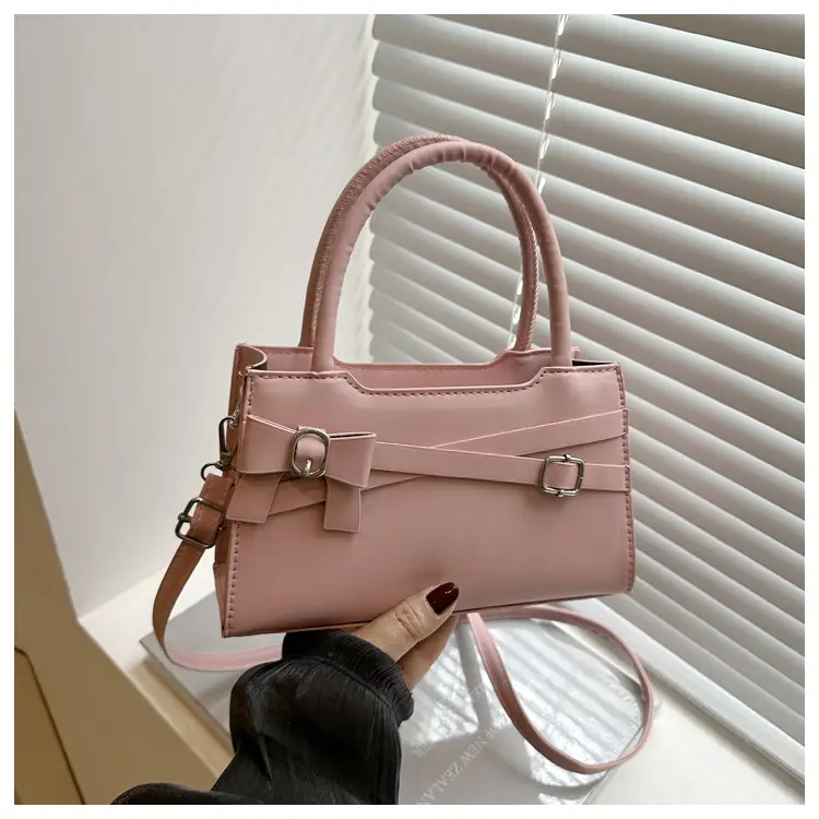 Brown Textured Bow Shoulder Bag for Women — feature 22