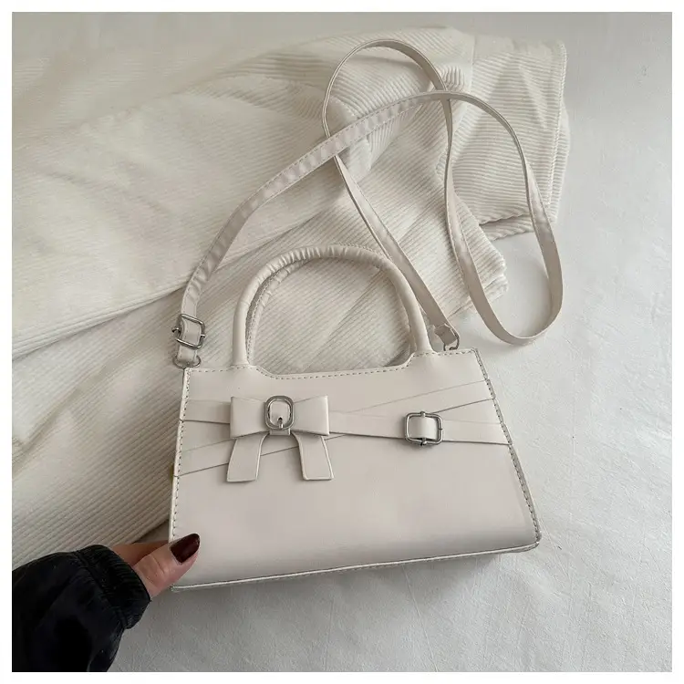 Brown Textured Bow Shoulder Bag for Women — feature 25