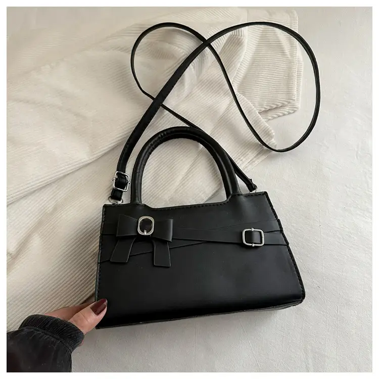 Brown Textured Bow Shoulder Bag for Women — feature 26