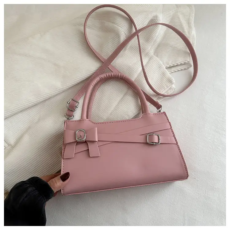 Brown Textured Bow Shoulder Bag for Women — feature 29