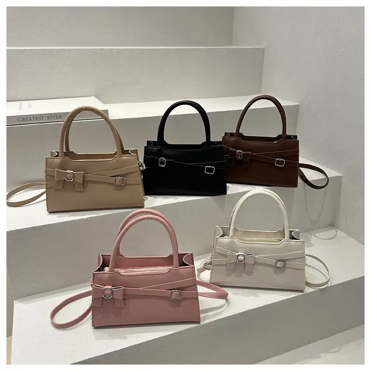 Brown Textured Bow Shoulder Bag for Women — feature 30