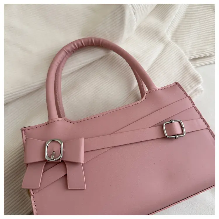 Brown Textured Bow Shoulder Bag for Women — feature 7