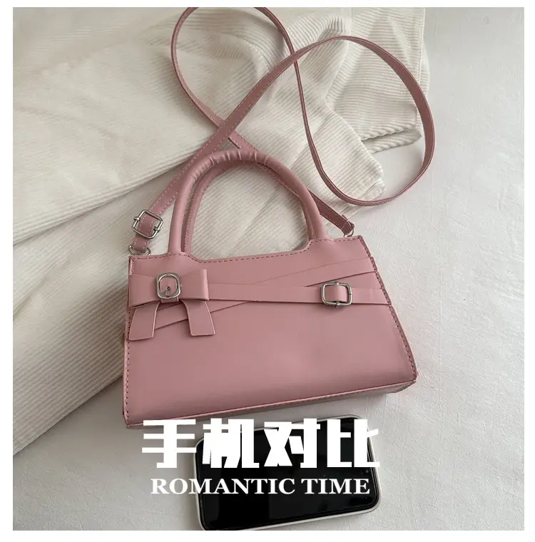 Brown Textured Bow Shoulder Bag for Women — feature 9