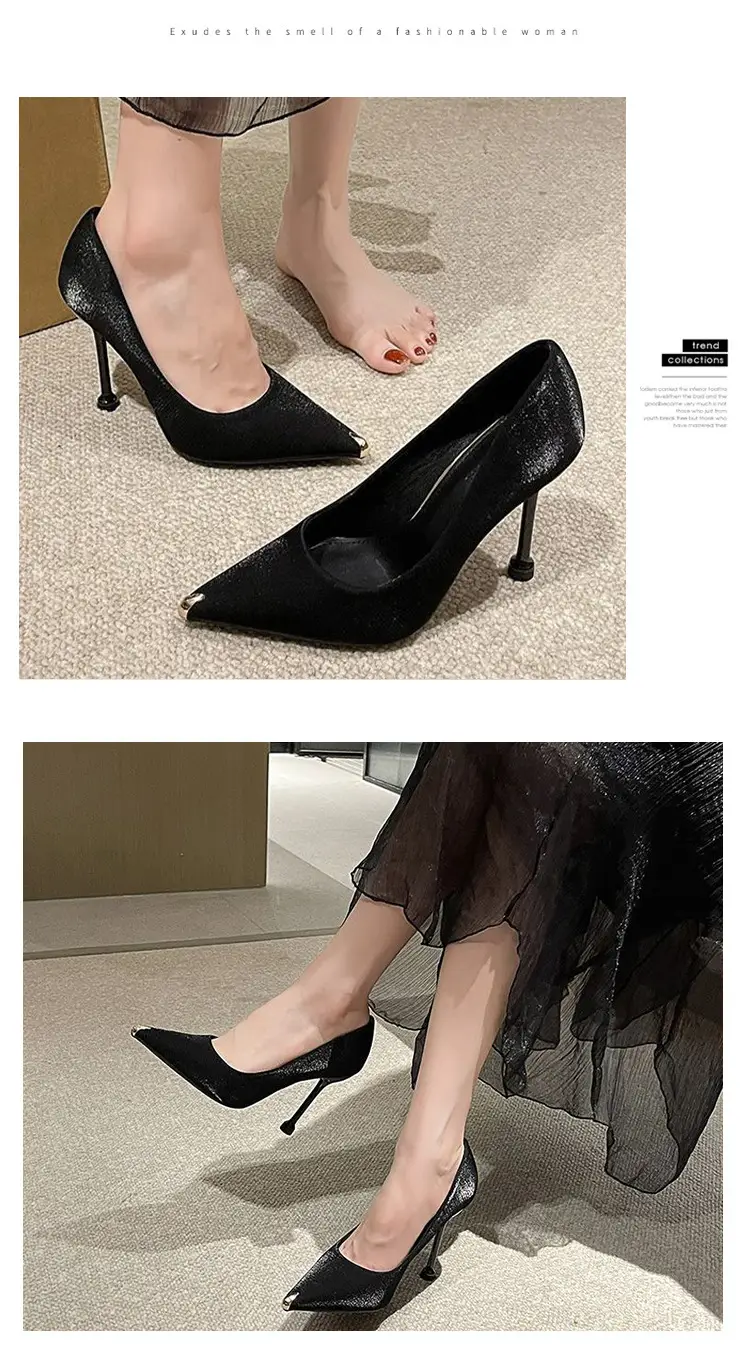 2026 Spring and Autumn New Black Suede High Heels, Wine Glass Heel, Elegant Professional Shoes for Women, Pointed Toe French Style Single Shoes for Women — feature 10