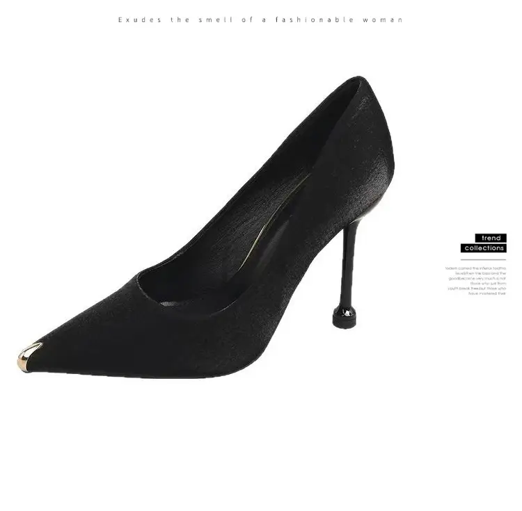2026 Spring and Autumn New Black Suede High Heels, Wine Glass Heel, Elegant Professional Shoes for Women, Pointed Toe French Style Single Shoes for Women — feature 11