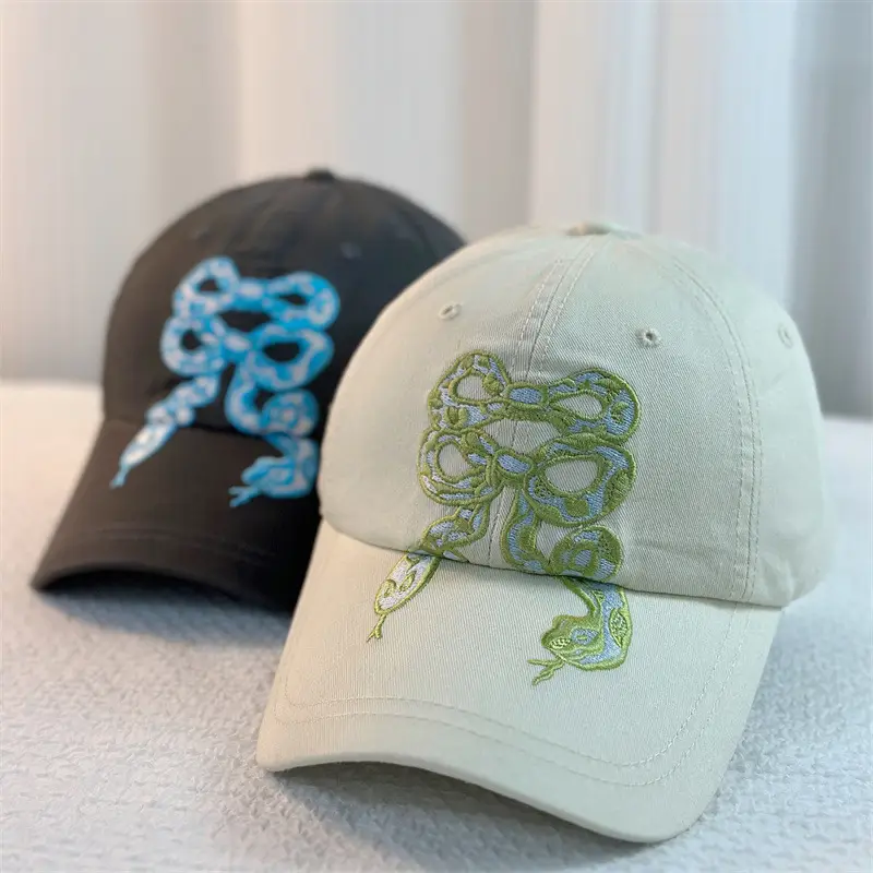 Snake Embroidered Cap for Men Women Casual All Match