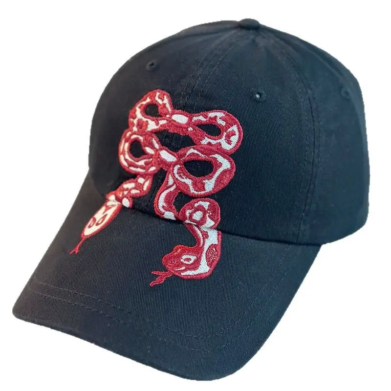 Snake Embroidered Cap for Men Women Casual All Match