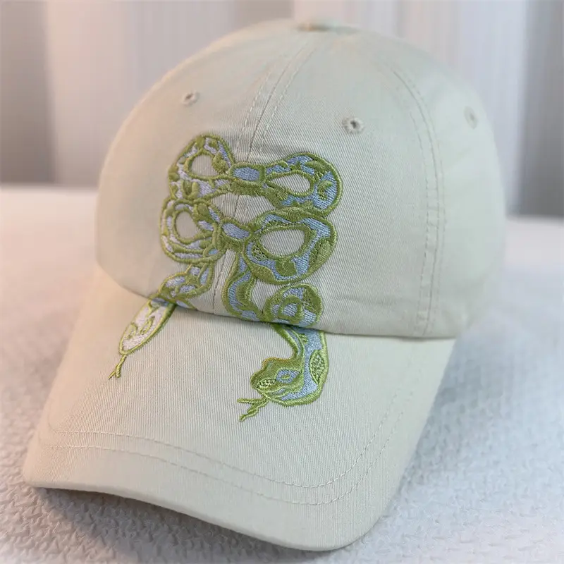 Snake Embroidered Cap for Men Women Casual All Match