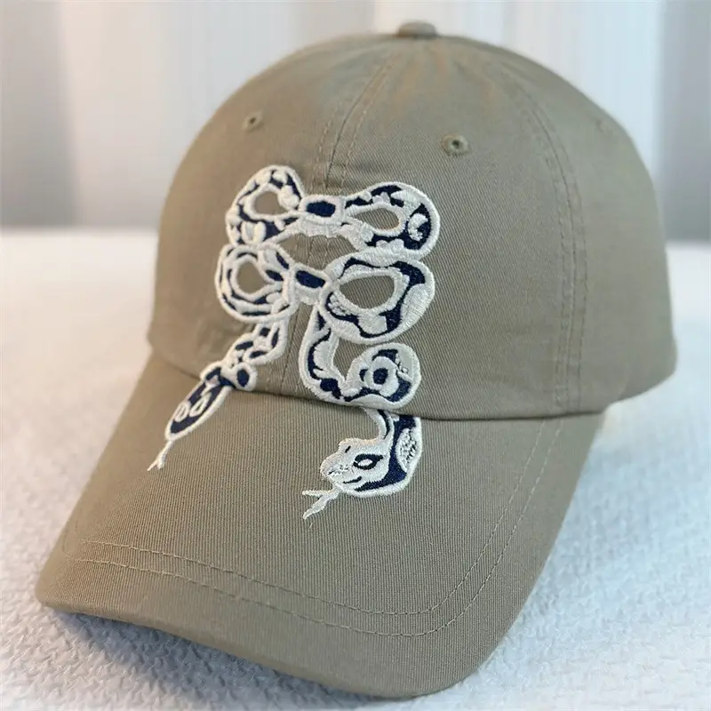 Snake Embroidered Cap for Men Women Casual All Match