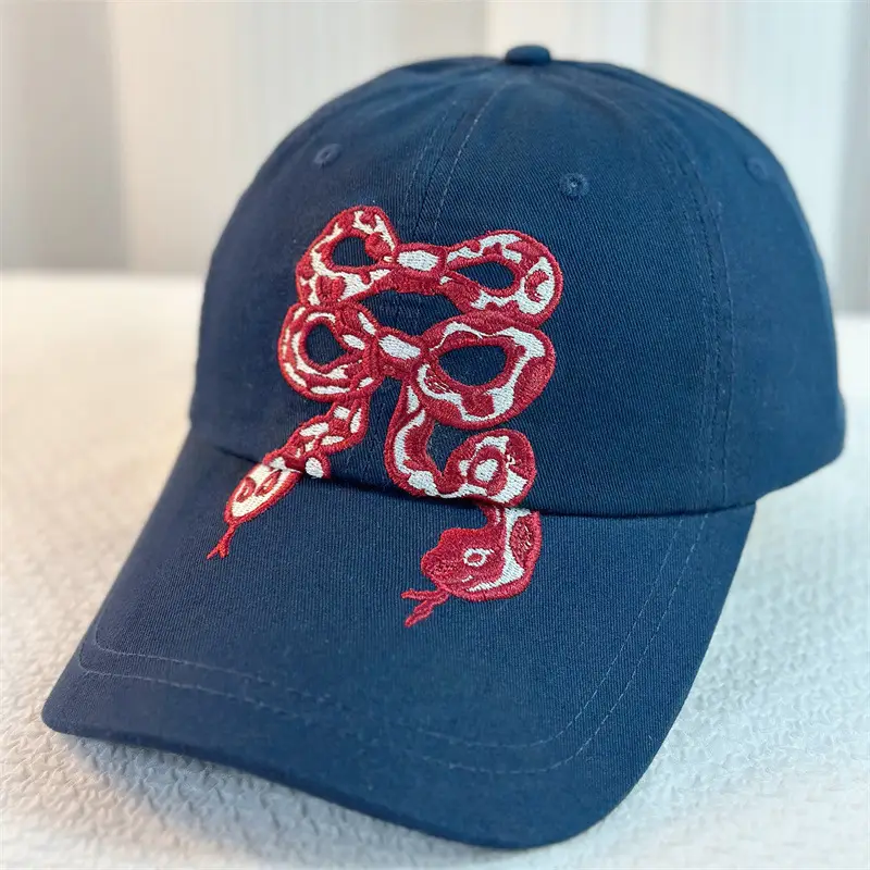 Snake Embroidered Cap for Men Women Casual All Match