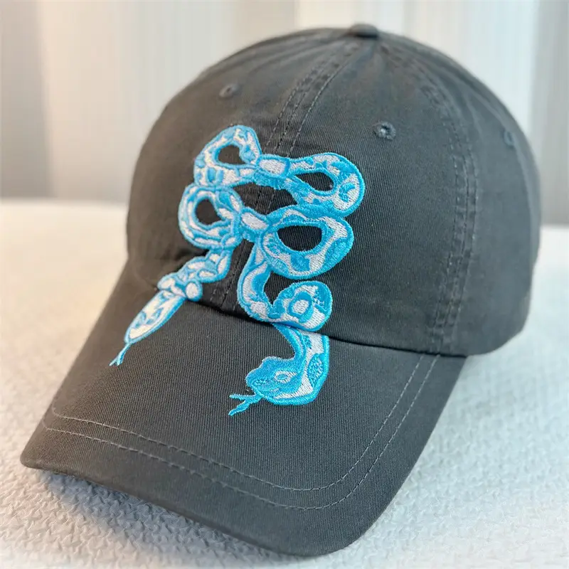 Snake Embroidered Cap for Men Women Casual All Match