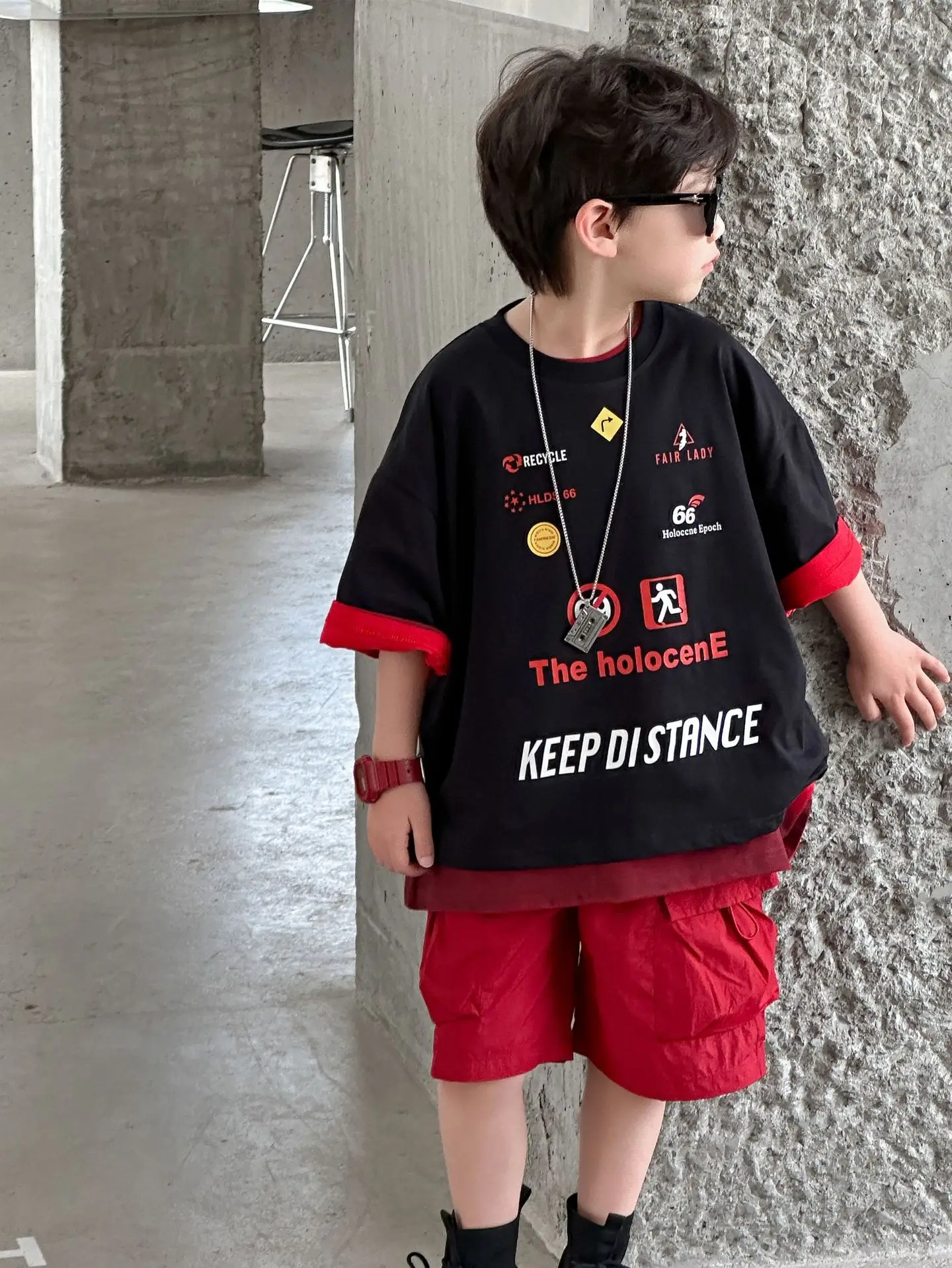 Boys Black Red T-Shirt Short Sleeve 2025 Cool Kids Wear - Image 3