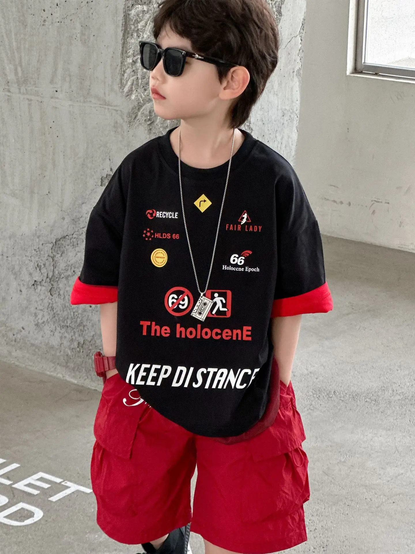 Boys Black Red T-Shirt Short Sleeve 2025 Cool Kids Wear - Image 4