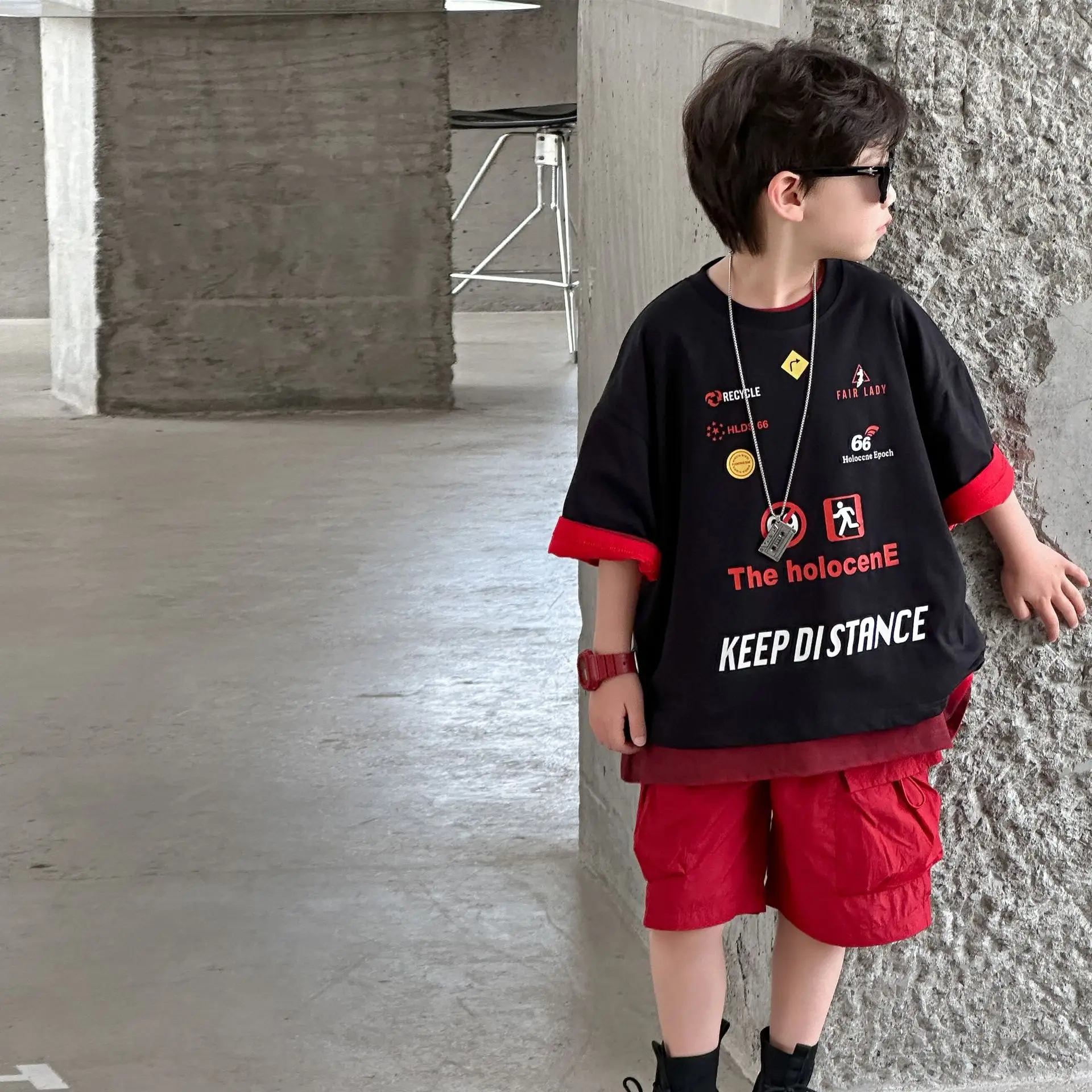 Boys Black Red T-Shirt Short Sleeve 2025 Cool Kids Wear — feature 13