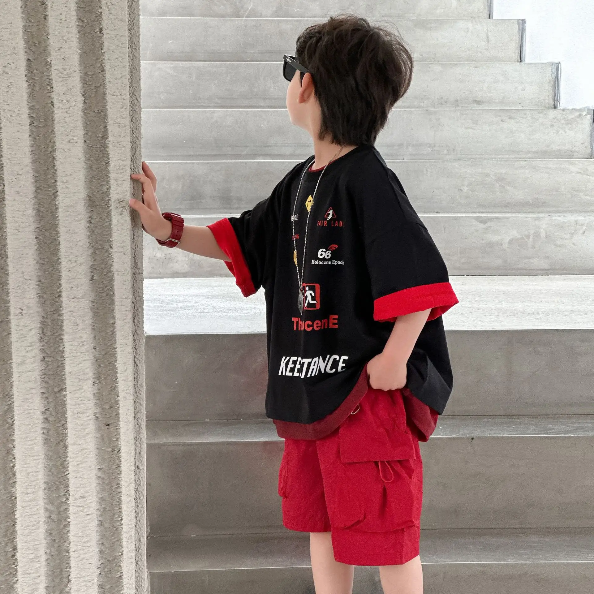 Boys Black Red T-Shirt Short Sleeve 2025 Cool Kids Wear — feature 15