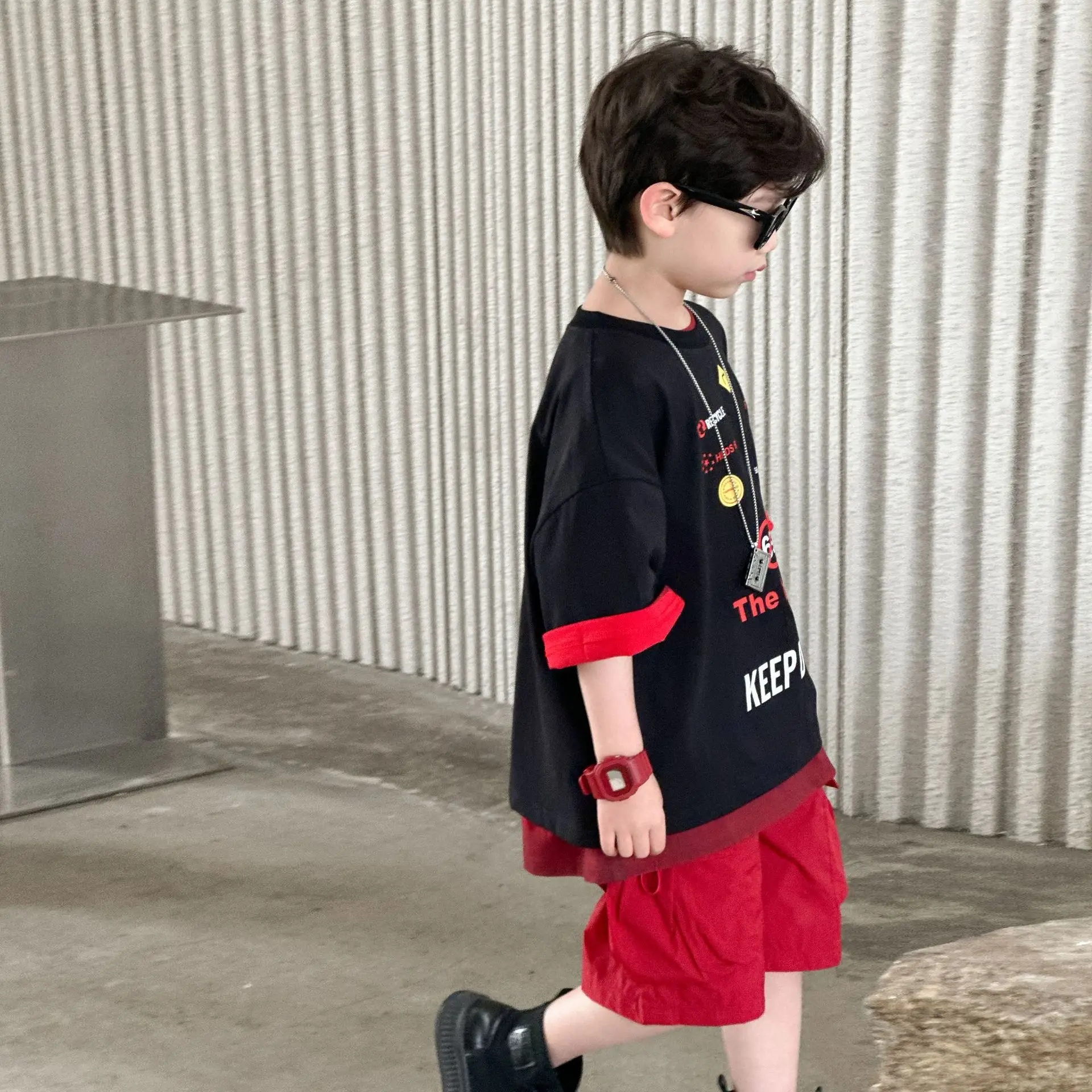 Boys Black Red T-Shirt Short Sleeve 2025 Cool Kids Wear — feature 16