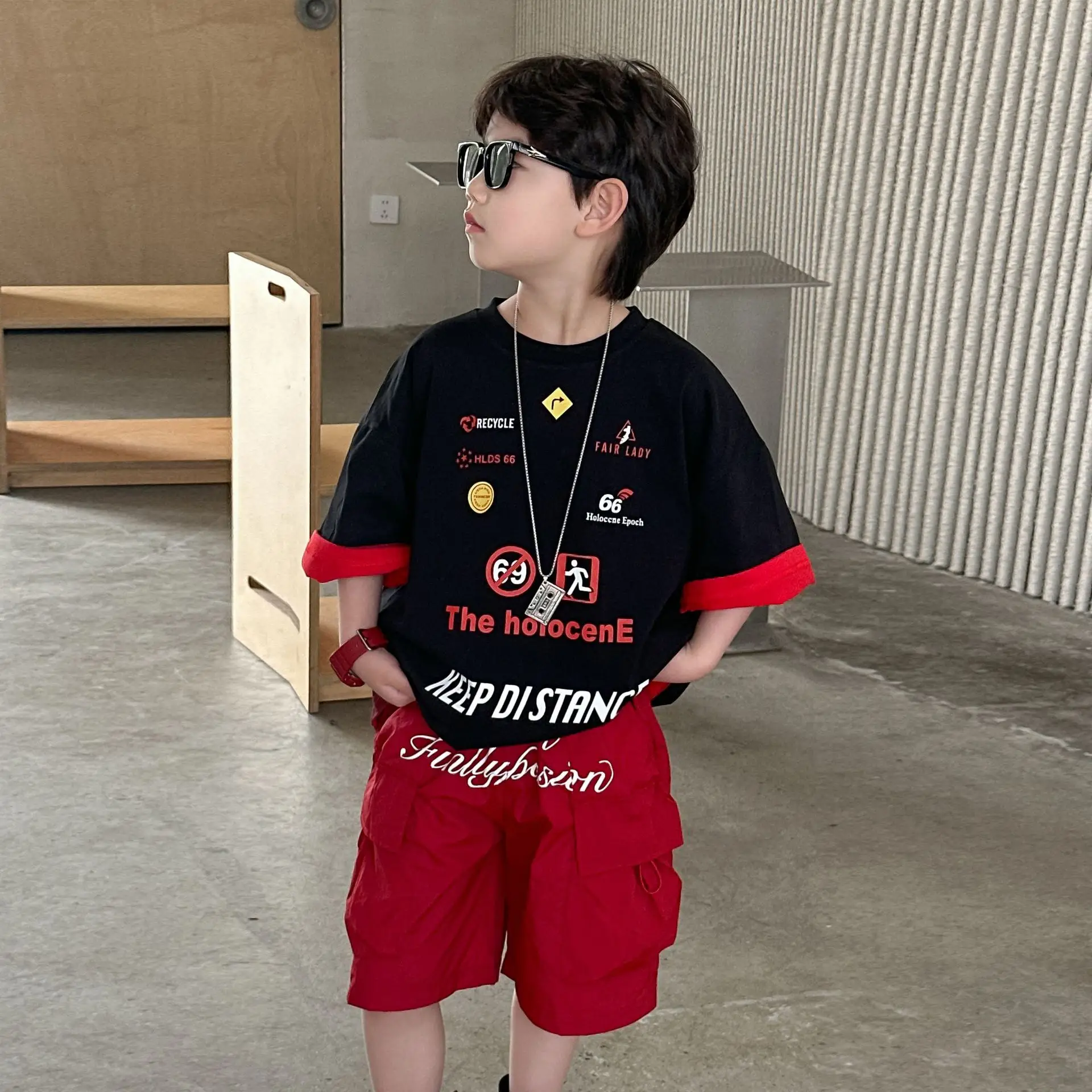 Boys Black Red T-Shirt Short Sleeve 2025 Cool Kids Wear — feature 18