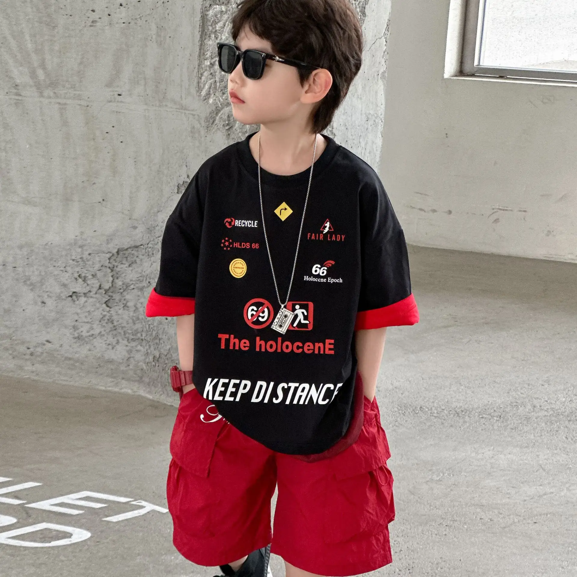 Boys Black Red T-Shirt Short Sleeve 2025 Cool Kids Wear — feature 19