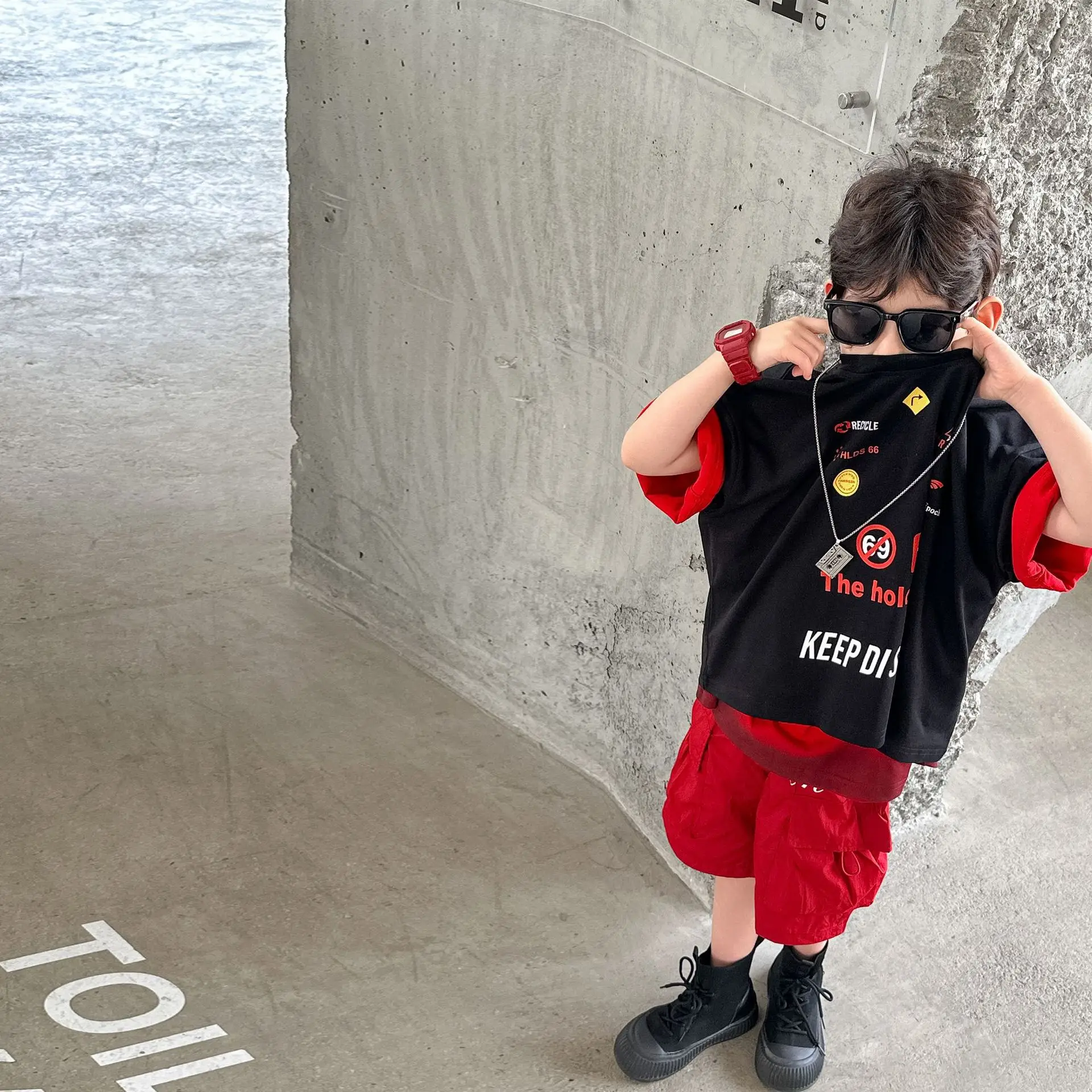 Boys Black Red T-Shirt Short Sleeve 2025 Cool Kids Wear — feature 20
