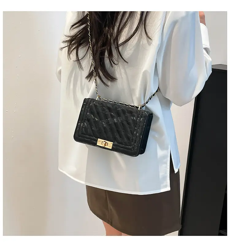 2025 Spring White Quilted Crossbody Bag with Gold Chain — feature 16