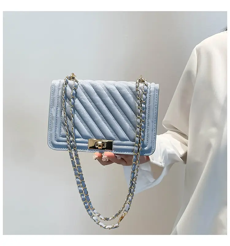 2025 Spring White Quilted Crossbody Bag with Gold Chain — feature 17