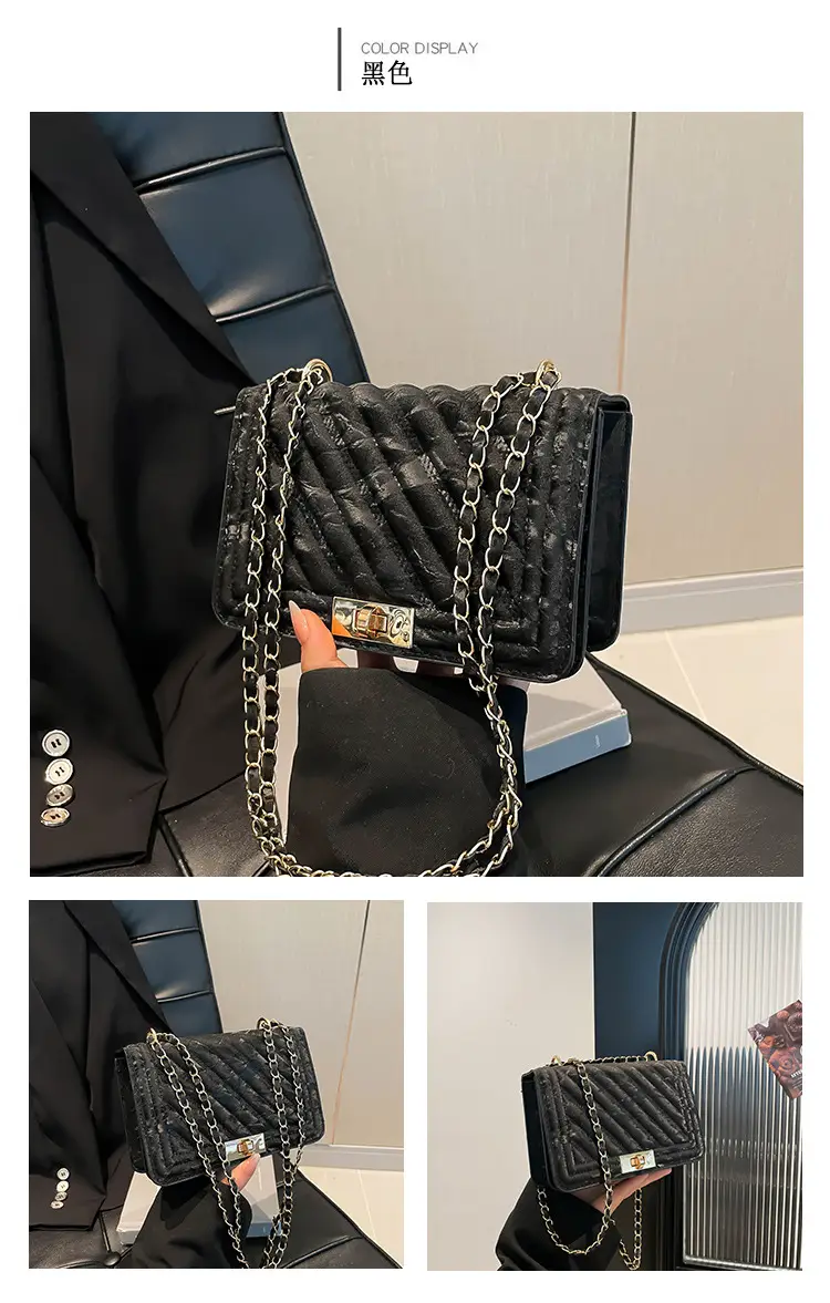 2025 Spring White Quilted Crossbody Bag with Gold Chain — feature 19