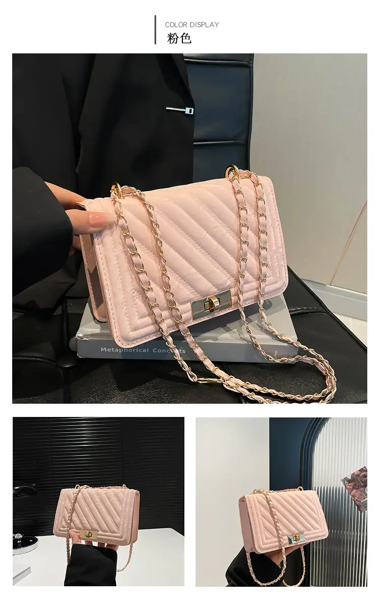 2025 Spring White Quilted Crossbody Bag with Gold Chain — feature 20