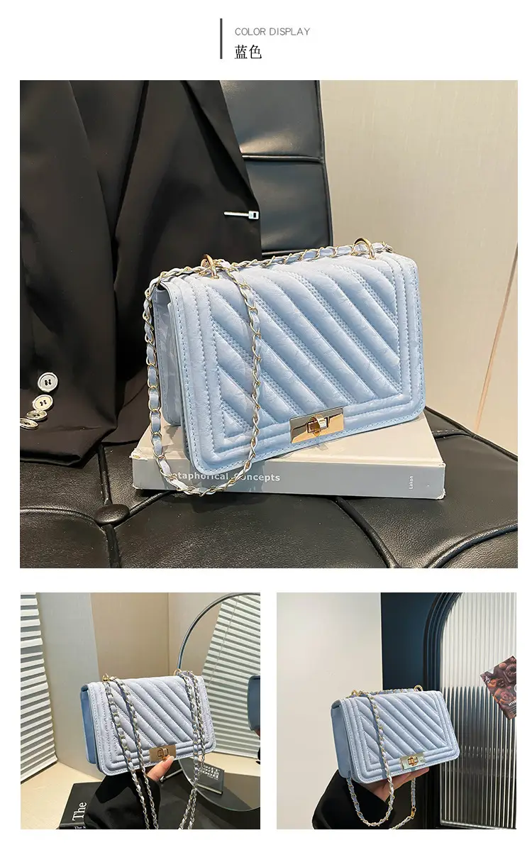 2025 Spring White Quilted Crossbody Bag with Gold Chain — feature 21