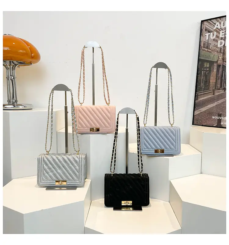 2025 Spring White Quilted Crossbody Bag with Gold Chain — feature 23