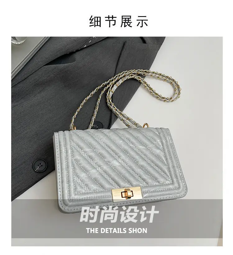 2025 Spring White Quilted Crossbody Bag with Gold Chain — feature 4