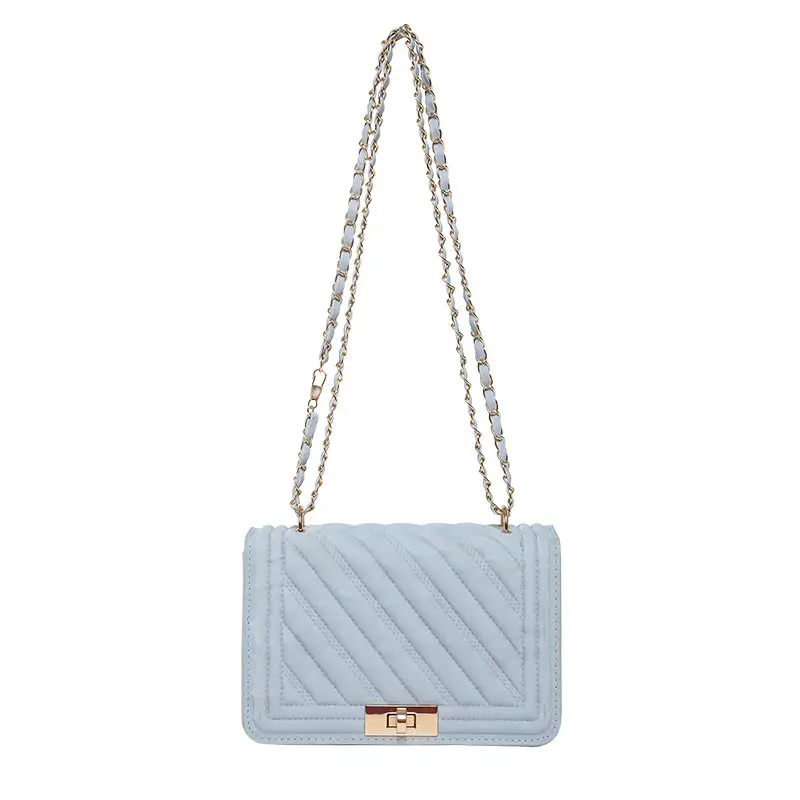 2025 Spring White Quilted Crossbody Bag with Gold Chain - Image 4