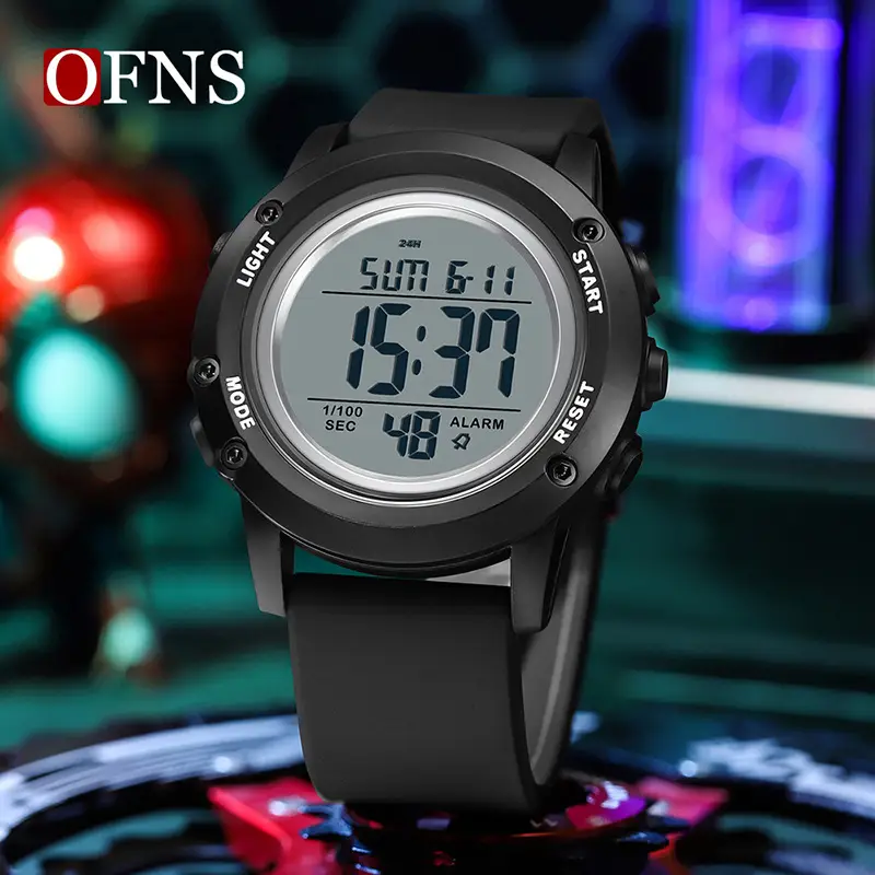 Oufani Black Digital Multi-Function Watch 14:33 - Image 8