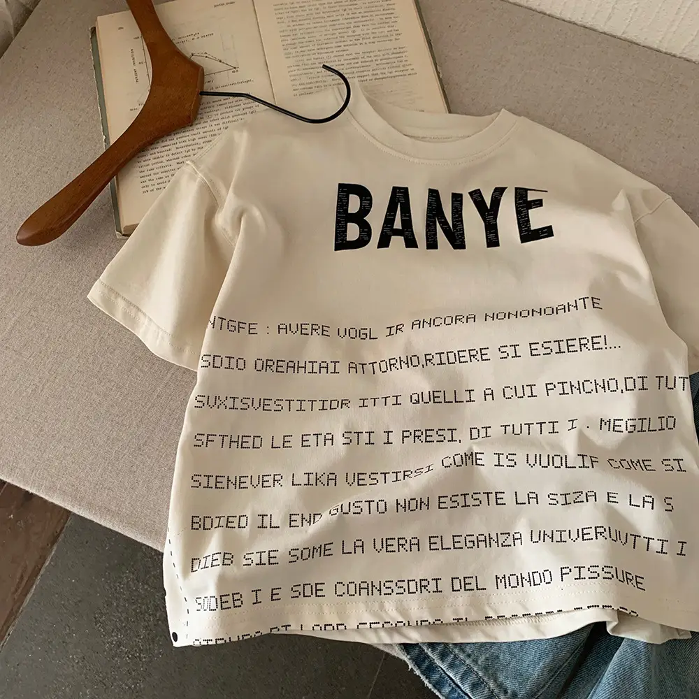 2025 Kids Letter Print T-Shirt Short Sleeve Summer Wear - Image 3