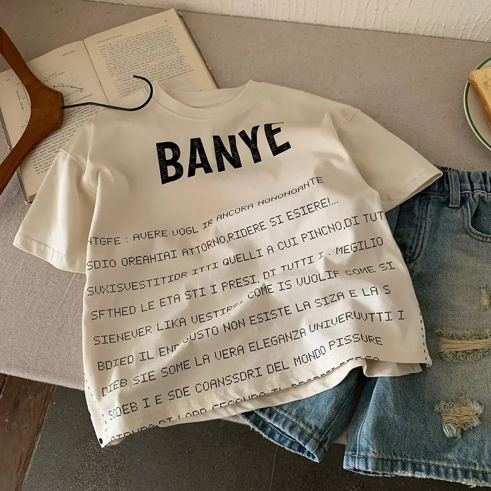 2025 Kids Letter Print T-Shirt Short Sleeve Summer Wear — feature 2