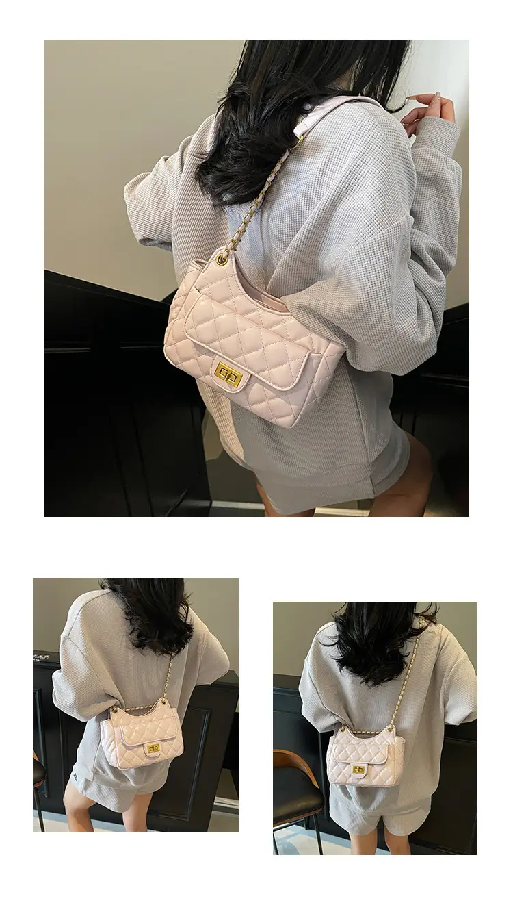 Women's Vintage Diamond Embroidered Chain Crossbody Bag — feature 13