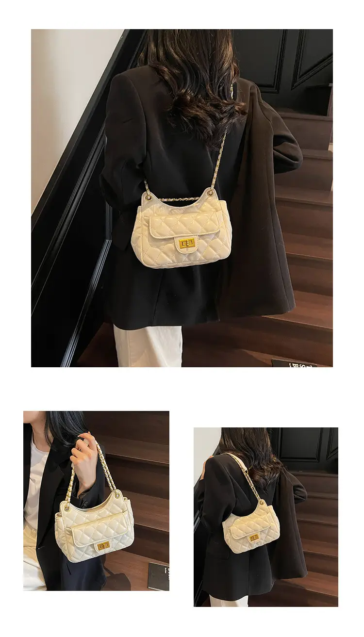 Women's Vintage Diamond Embroidered Chain Crossbody Bag — feature 16