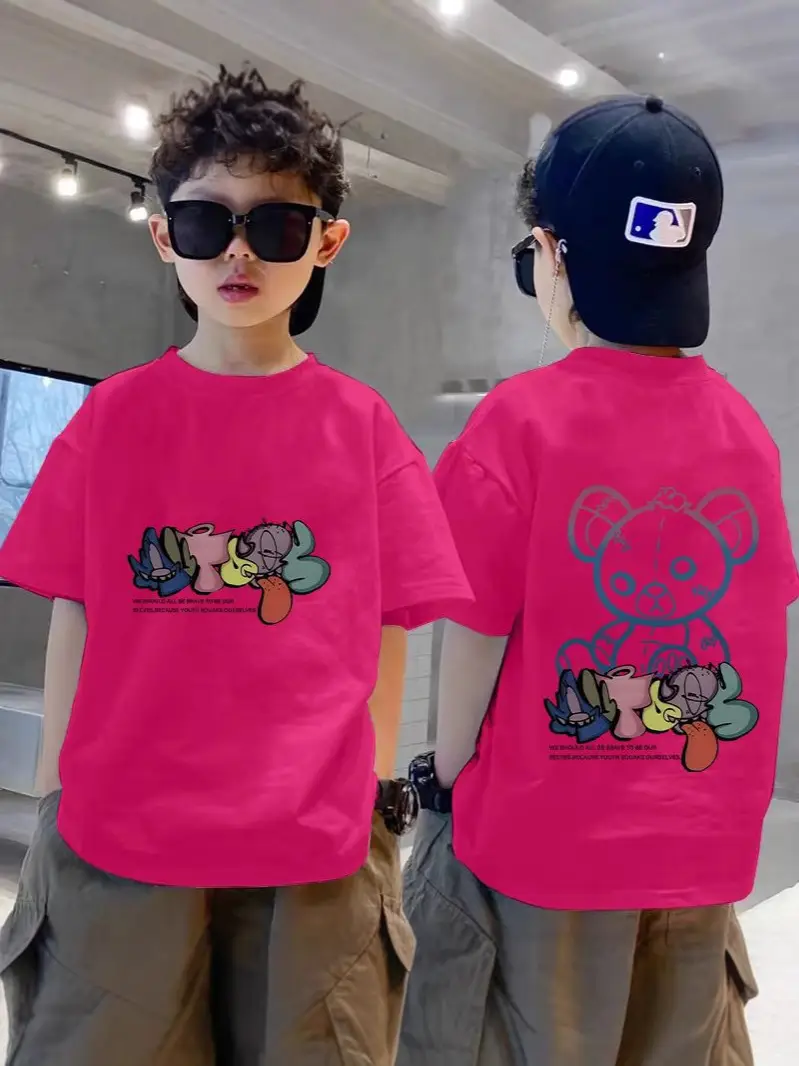 100% Cotton Boys T-shirt Medium Large Summer 2025 - Image 15