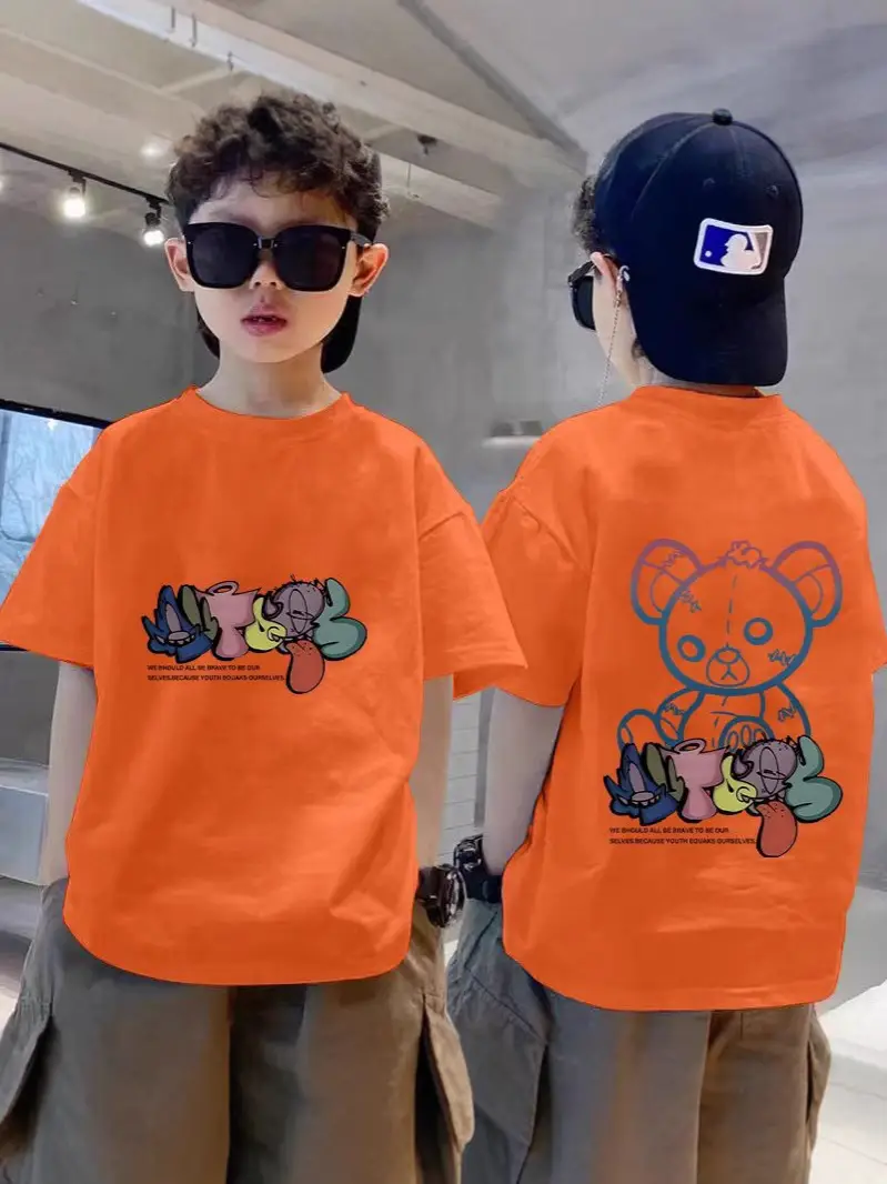 100% Cotton Boys T-shirt Medium Large Summer 2025 - Image 16