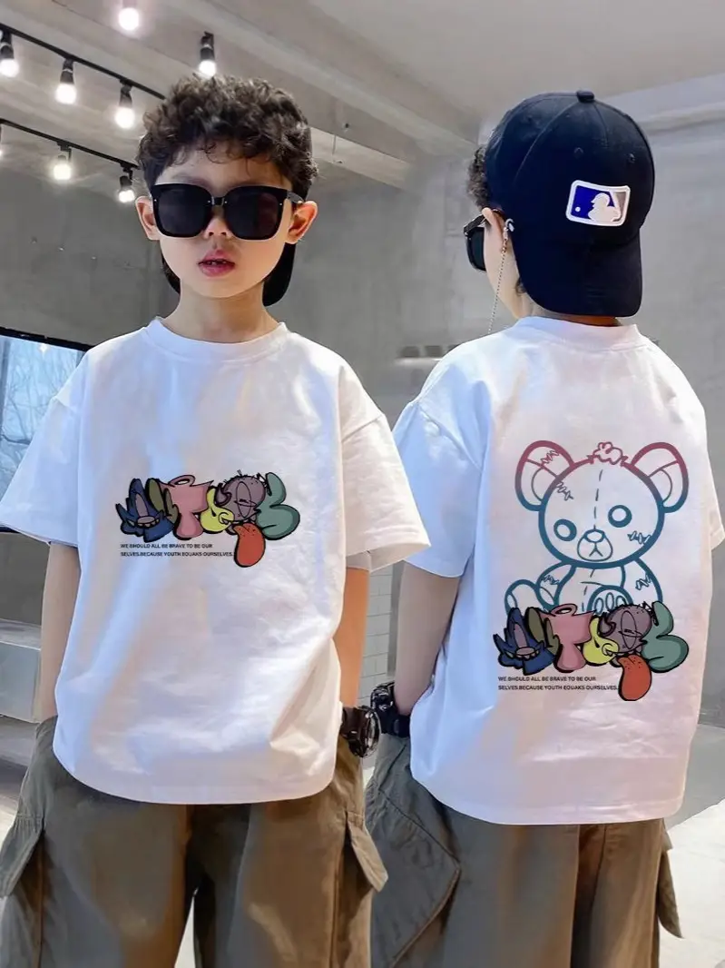 100% Cotton Boys T-shirt Medium Large Summer 2025 - Image 17