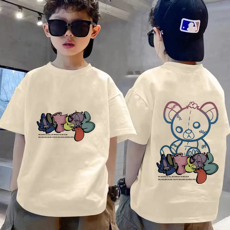 100% Cotton Boys T-shirt Medium Large Summer 2025 - Image 3