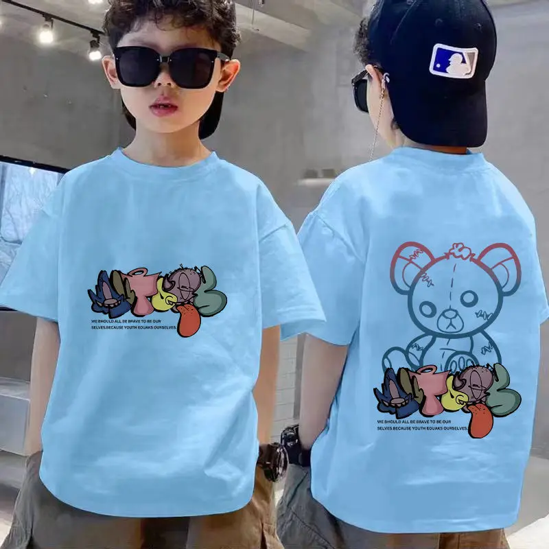 100% Cotton Boys T-shirt Medium Large Summer 2025 - Image 9